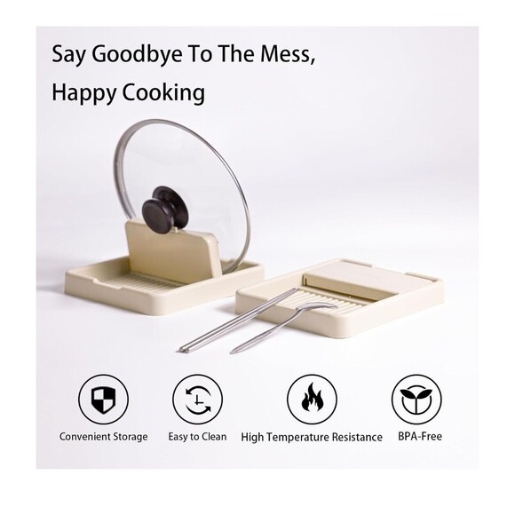 2 Pcs Spoon Holder for Kitchen Counter, Spoon Rest Holder for Stove Top - Picture 4 of 7